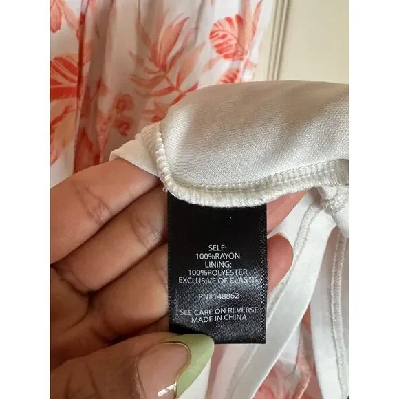 Torrid Coral Floral Tie Shoulder Midi Dress Summer Tropical Palm Print Size 2 g1 - Picture 6 of 6